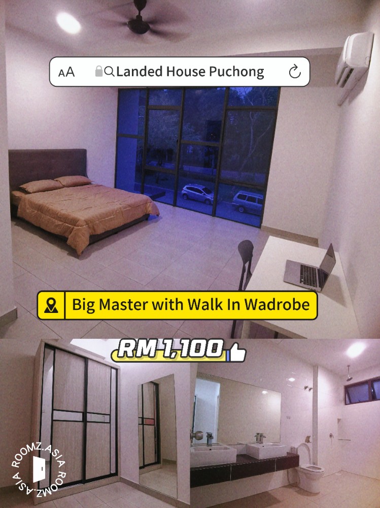 Master room for rent at with private 🛁bathroom Landed House Puchong