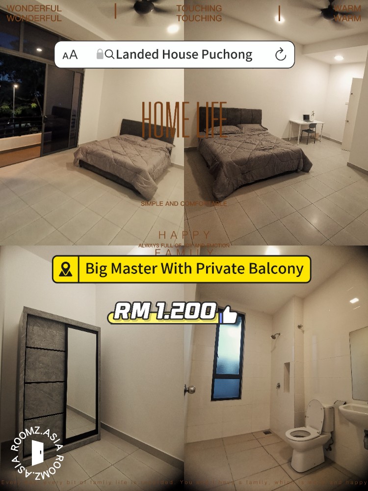 Master room for rent at with private 🛁bathroom Landed House Puchong
